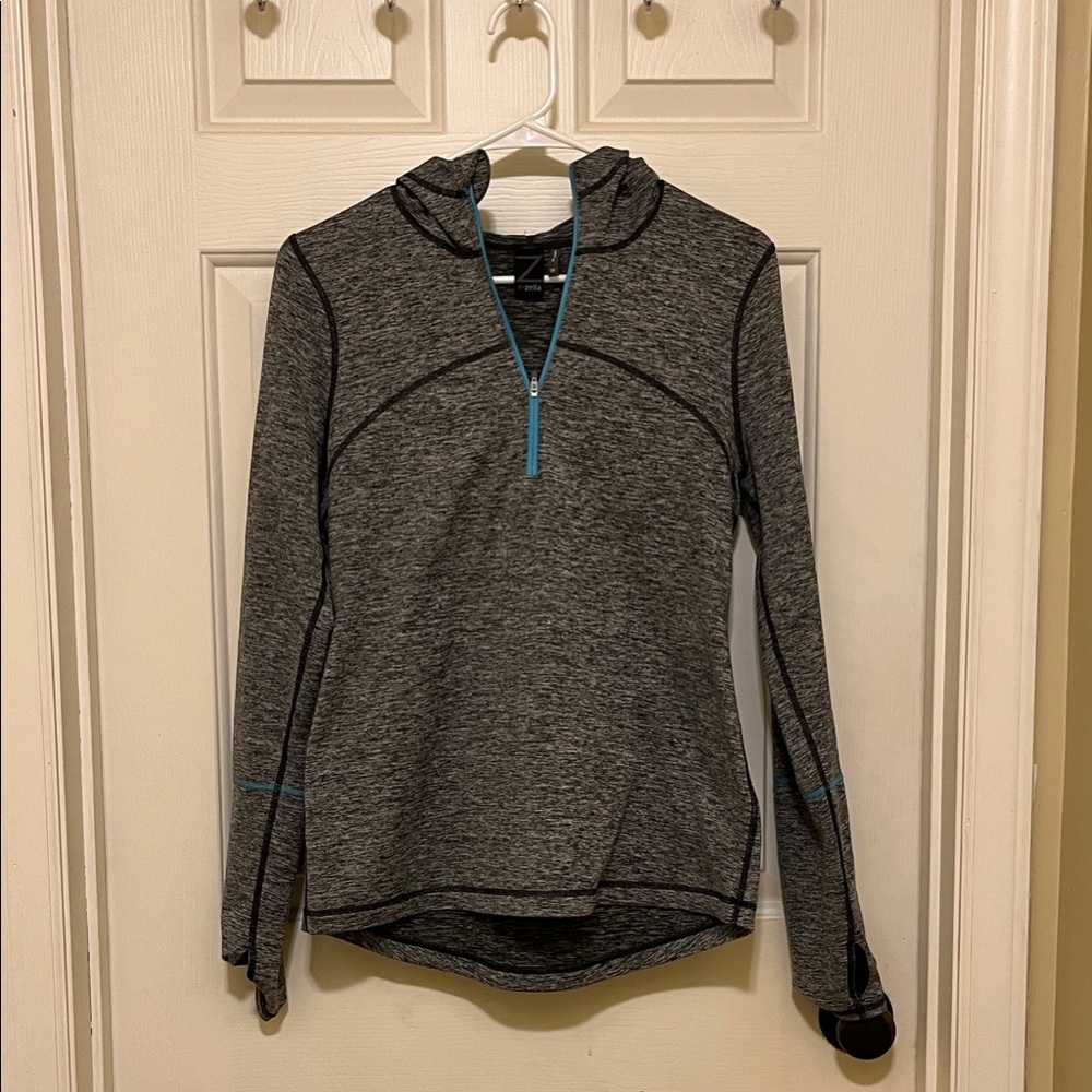 Zella Charcoal and Blue Accent Pullover